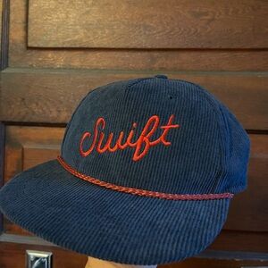 Swift Blue Corduroy Cap with Red Embroidery